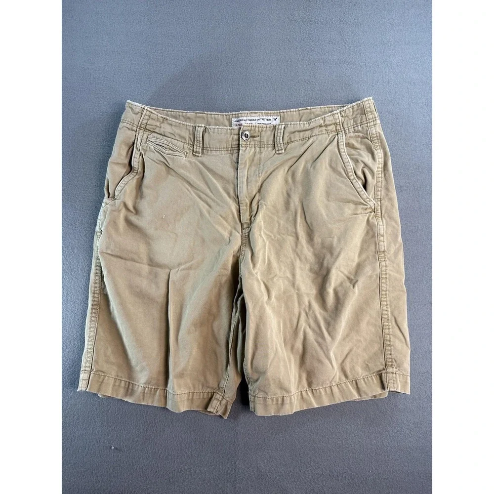 American Eagle Longboard Shorts Mens 38 Beige Chino 11 Inseam Summer
